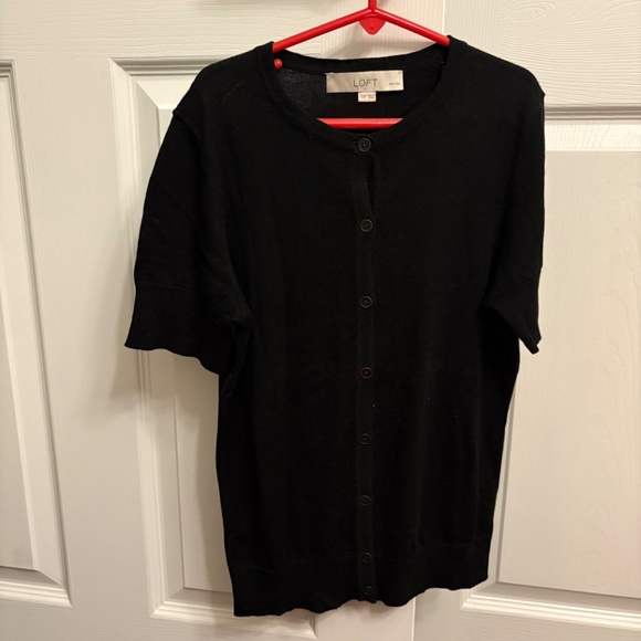 LOFT Petite Black Short Sleeve Cardigan, Size XXS Petite - Picture 3 of 6